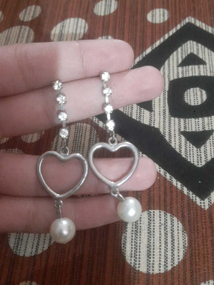 Heart Pearl Drop Earrings