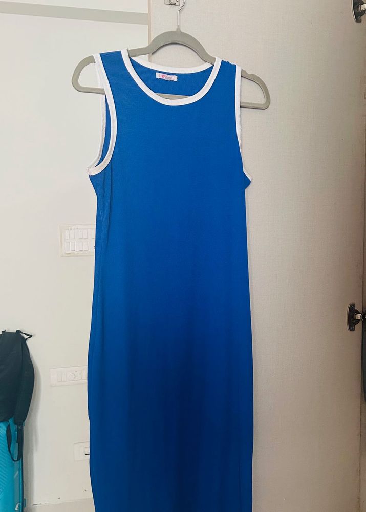 Blue Sleeveless Midi Dress