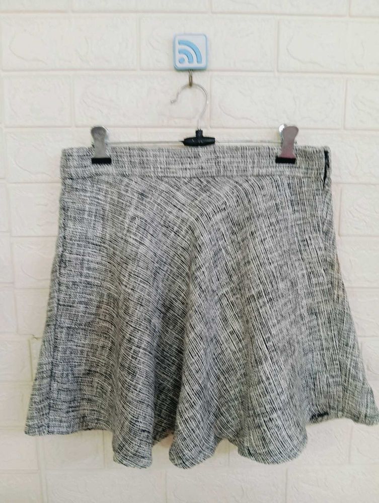 Gray Textured A-Line Skirt