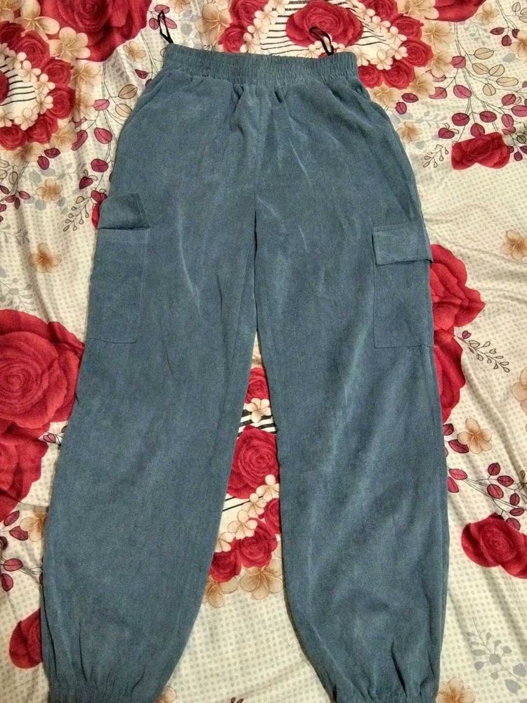 Blue Corduroy Cargo Pants