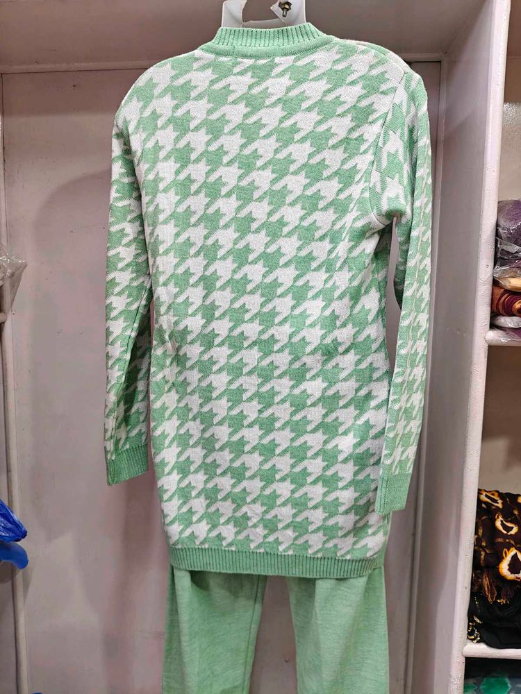 Mint Green Houndstooth Lounge Set