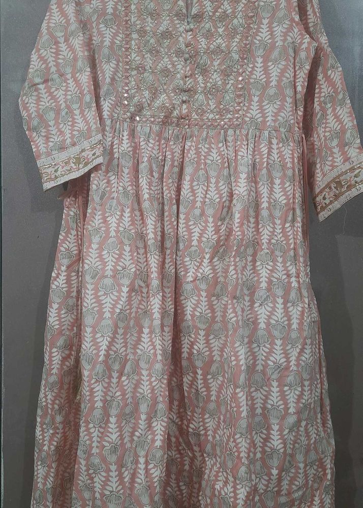 Peach Floral Print Kurti
