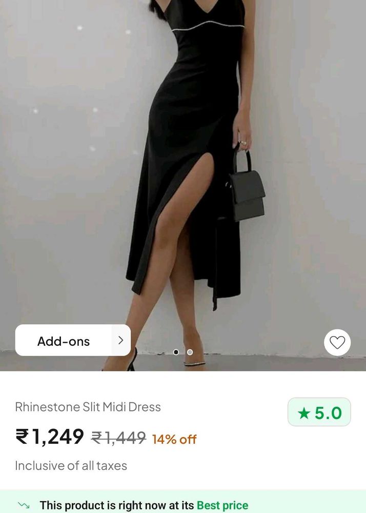 Rhinestone Slit Midi Dress