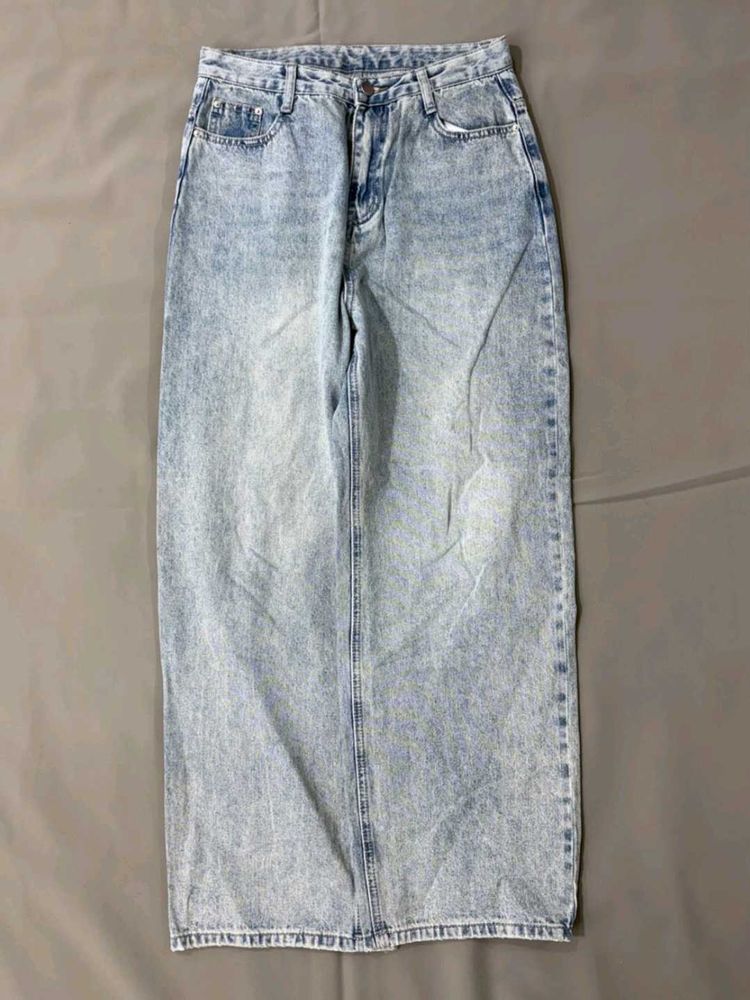 Acid Wash Wide Leg Jeans