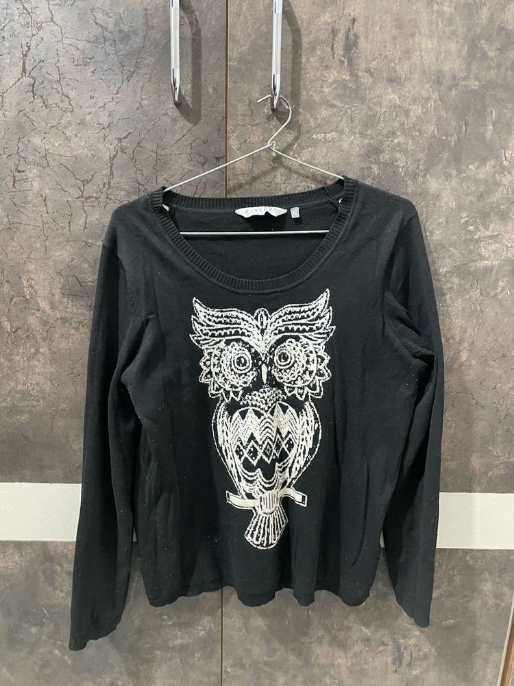 Owl Graphic Long Sleeve Sweatr