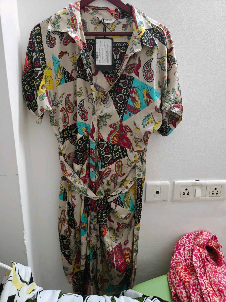 Patterned Shirt Dress
