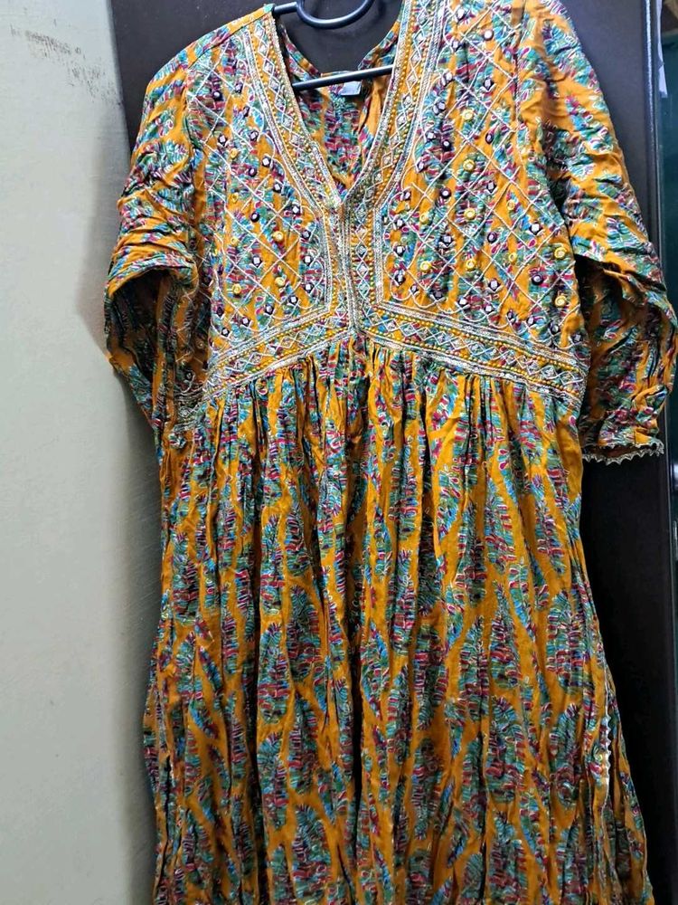 Embroidered Yellow Kurta