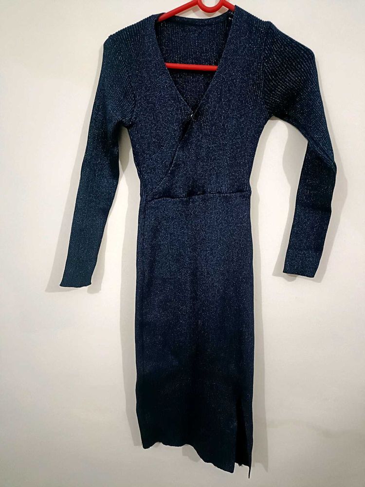 Navy Blue wool Bodycon Dress