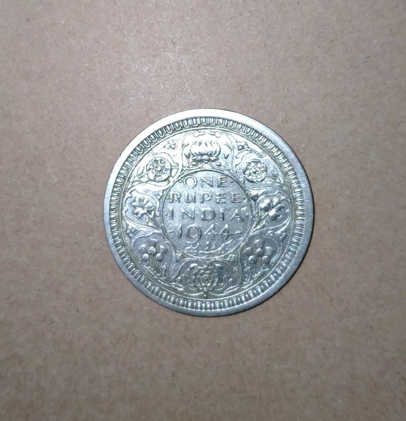 Year 1944 1 Rupee Silver Coin