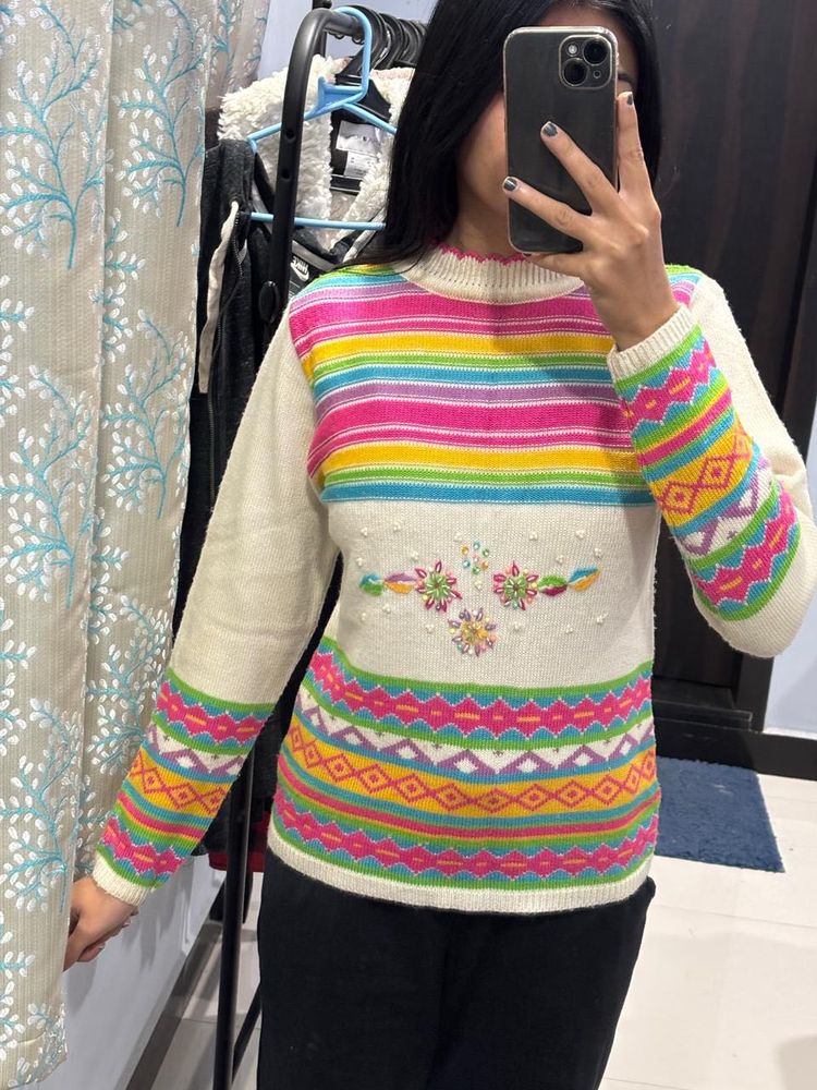 Colorful Striped Knit Sweater