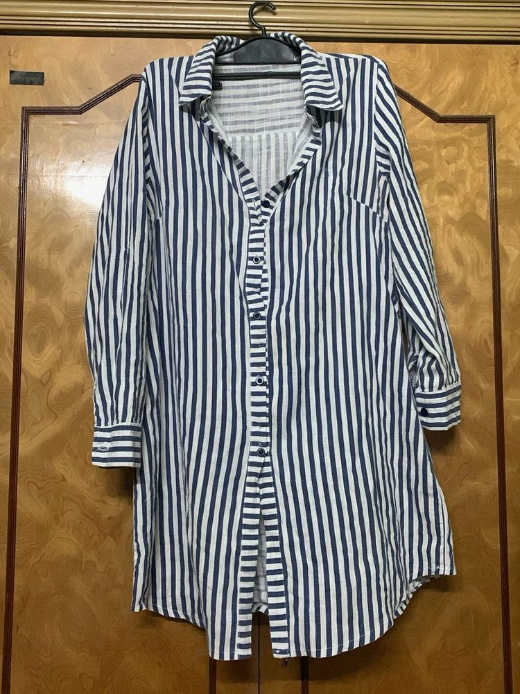 Blue Strip Tunic  Above Knee Length