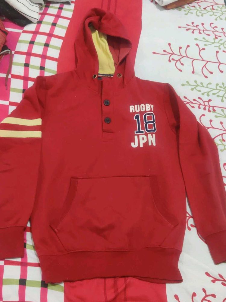 Red Rugby Hoodie