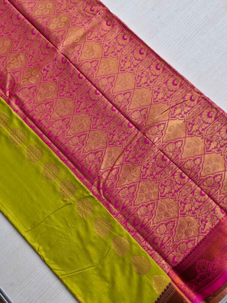 Pink &amp; Green Brocade Sari