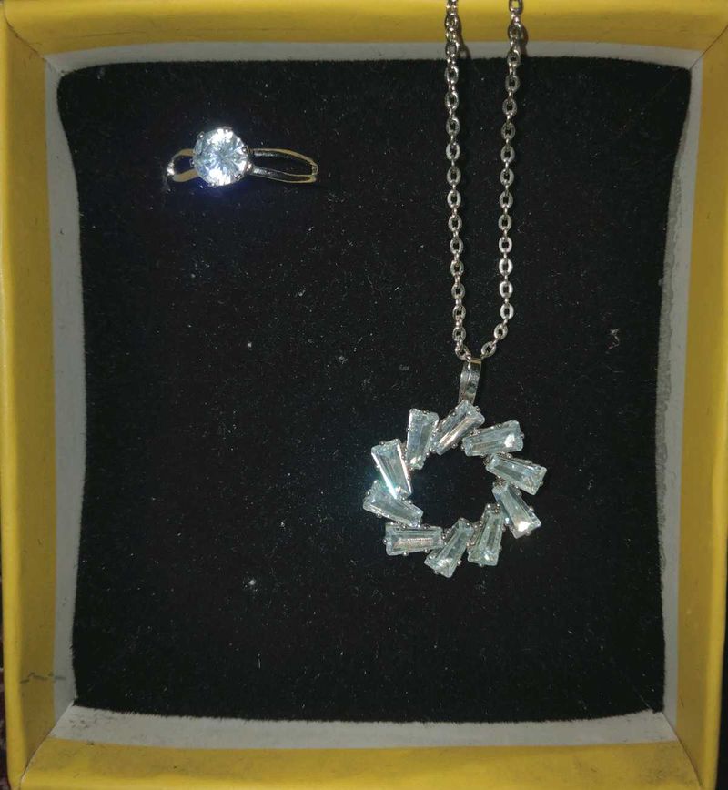 Silver Necklace And Ring Set