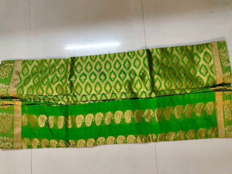 Green &amp; Gold Indian Fabric
