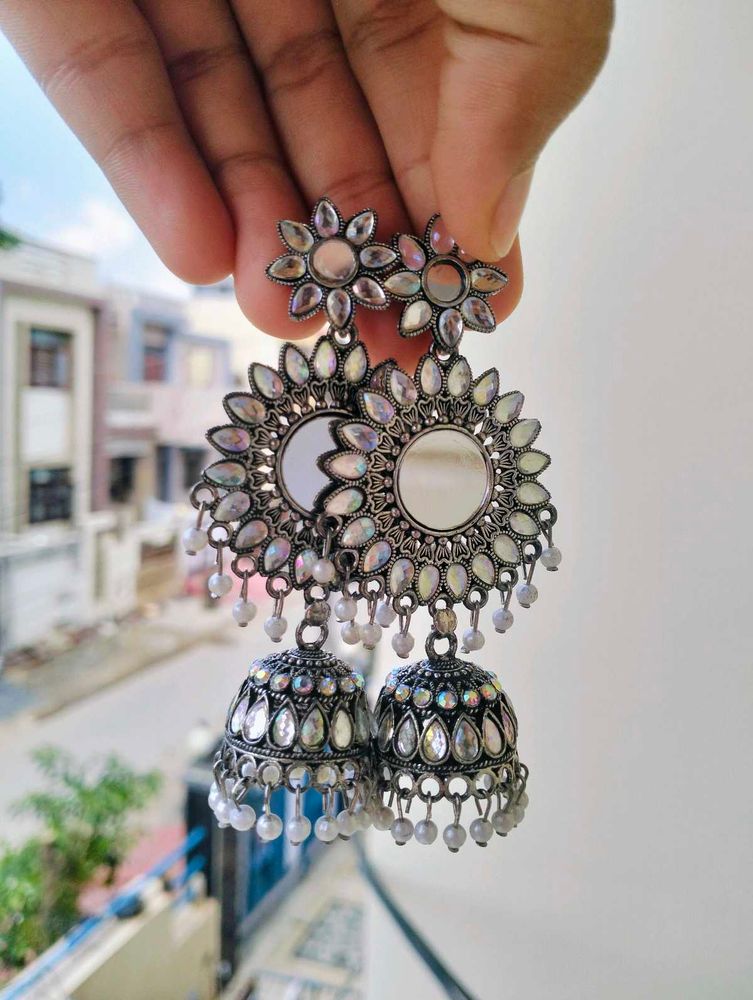 Silver Jhumka Earrings