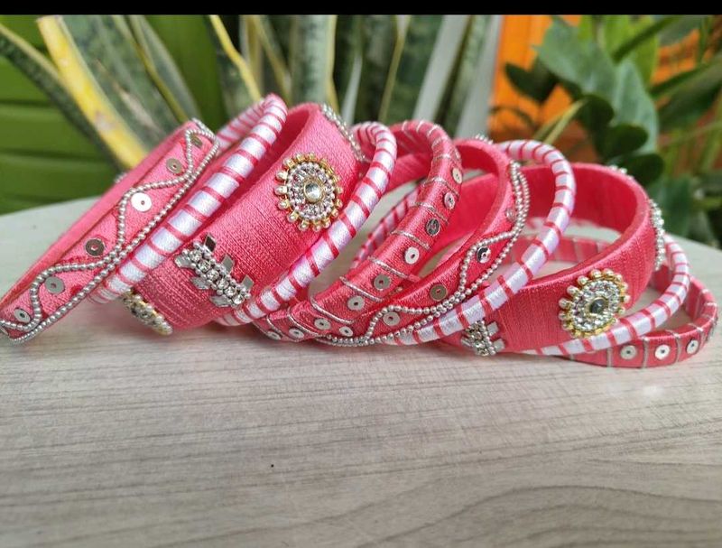 Silk Thread Bangles - Set of 10