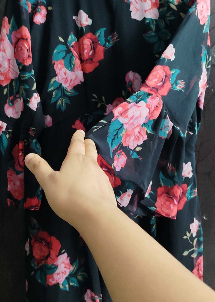 Floral Printed High Low Dress