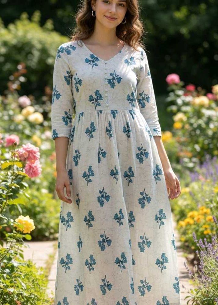 Floral Print Cotton Kurta