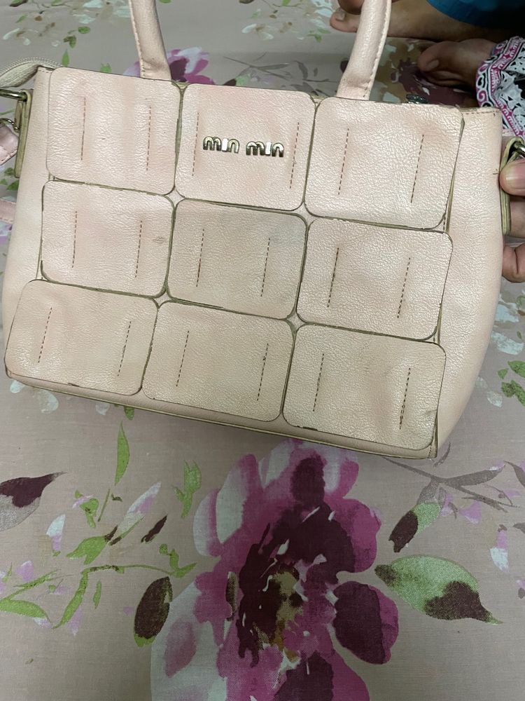 Brand Min Min Baby Pink Stylish Side Sling Handbag It Is Used But In Good Condition Smart Pink 💓grab It Fixed Price No Bargaining Please 🙏puja Sale Offer Grab It Fast