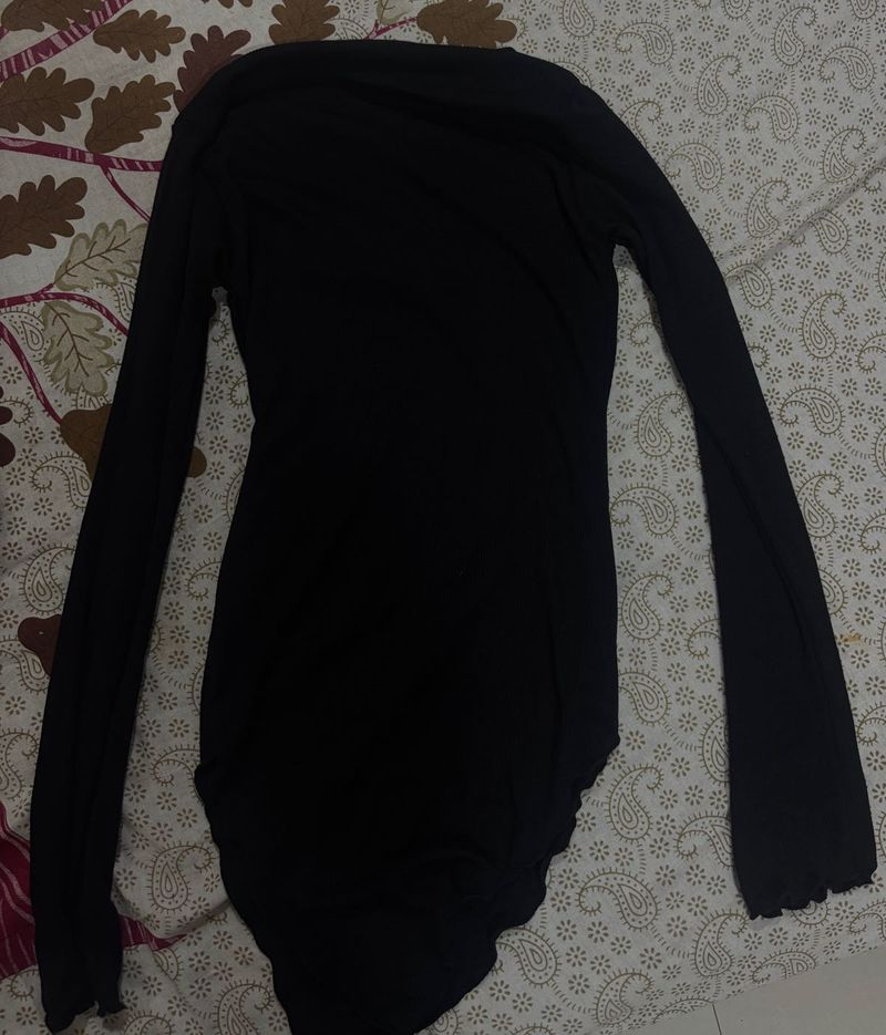 Black One Shoulder Korean Top