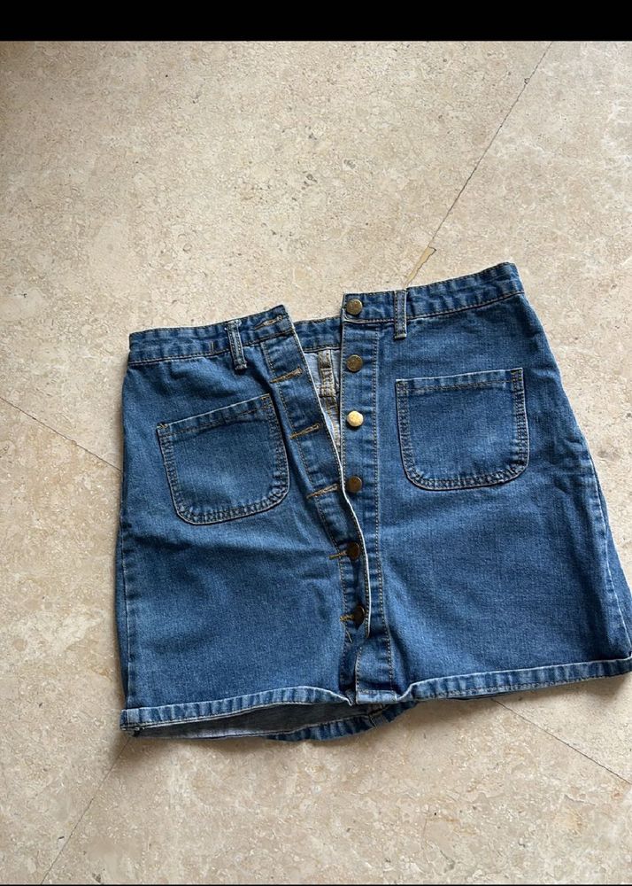 Front Pocket Denim Skirt