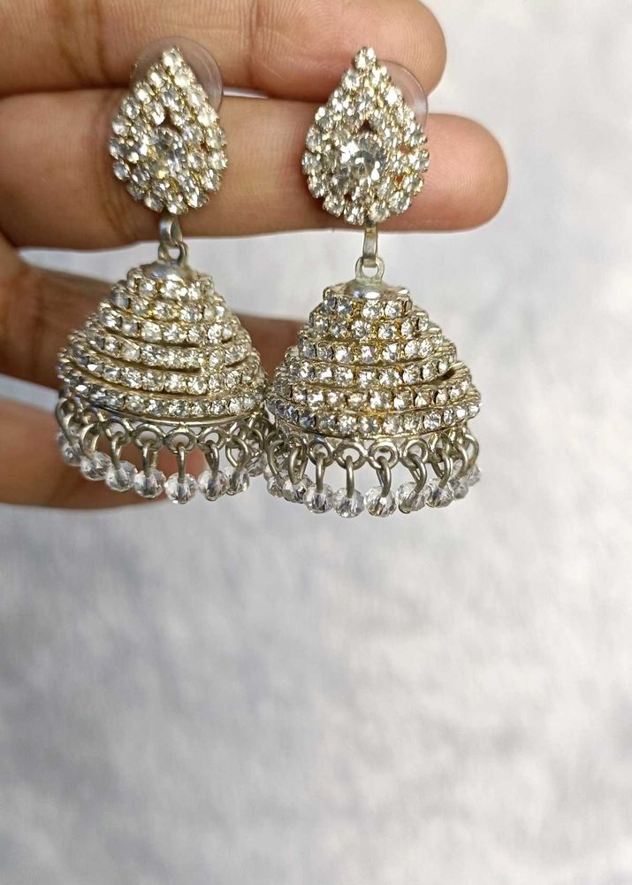 Party Wear Earrings With Diamond Stones