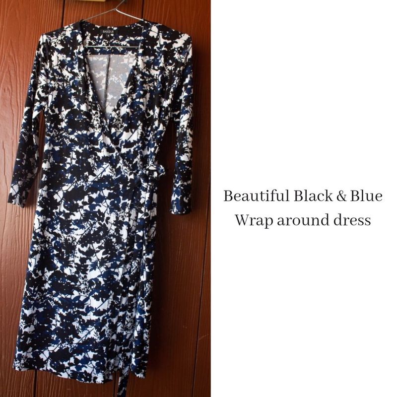 Beautiful Black &amp; Blue floral printed Wrap dress