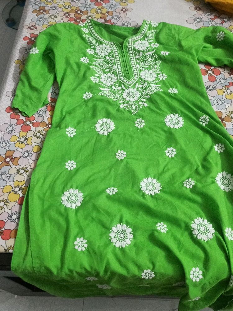Beautiful Parrot Green Chikankari Kurta..