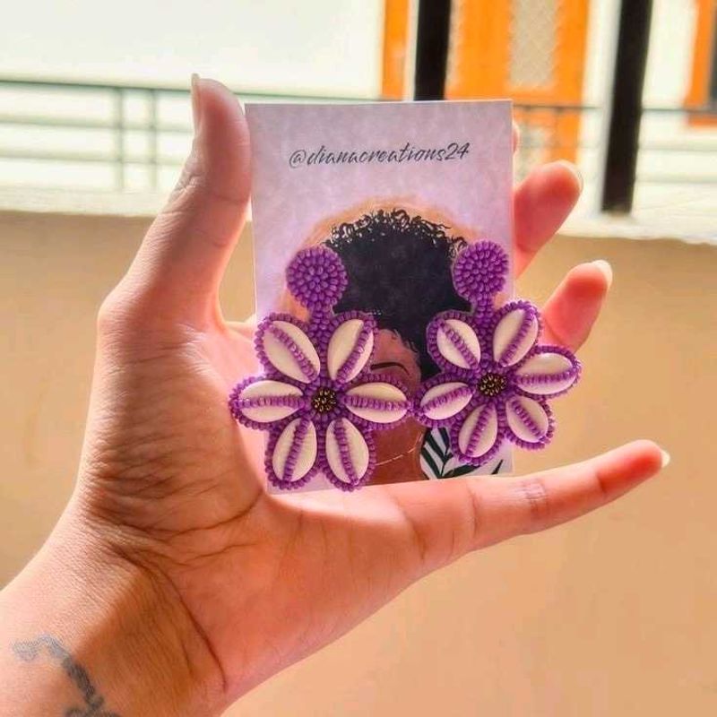 Floral Beaded Earrings💜