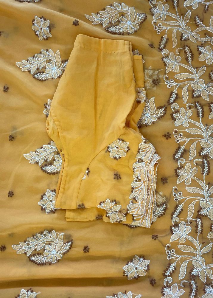 Yellow Embroidered Saree