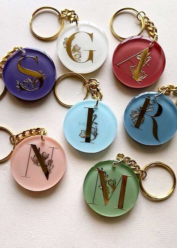 Floral Initial Keychain | Resin Alphabet Customize