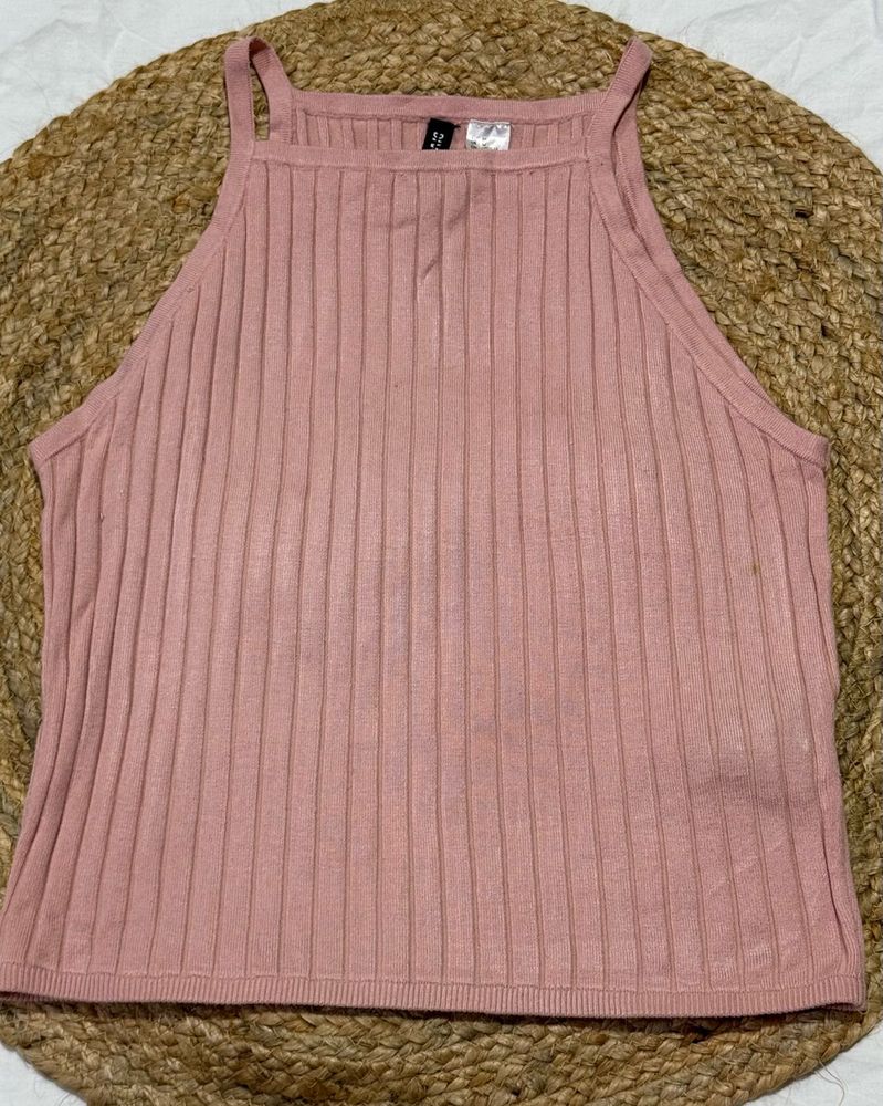 Pink Ribbed Tank Top