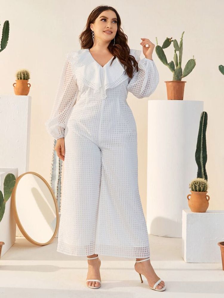 White Ruffle Jumpsuit