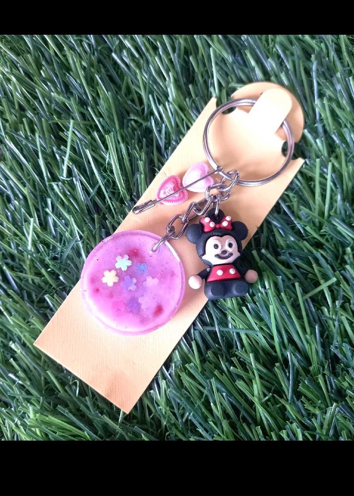 Resin Keychain || Minnie Mouse || Pink