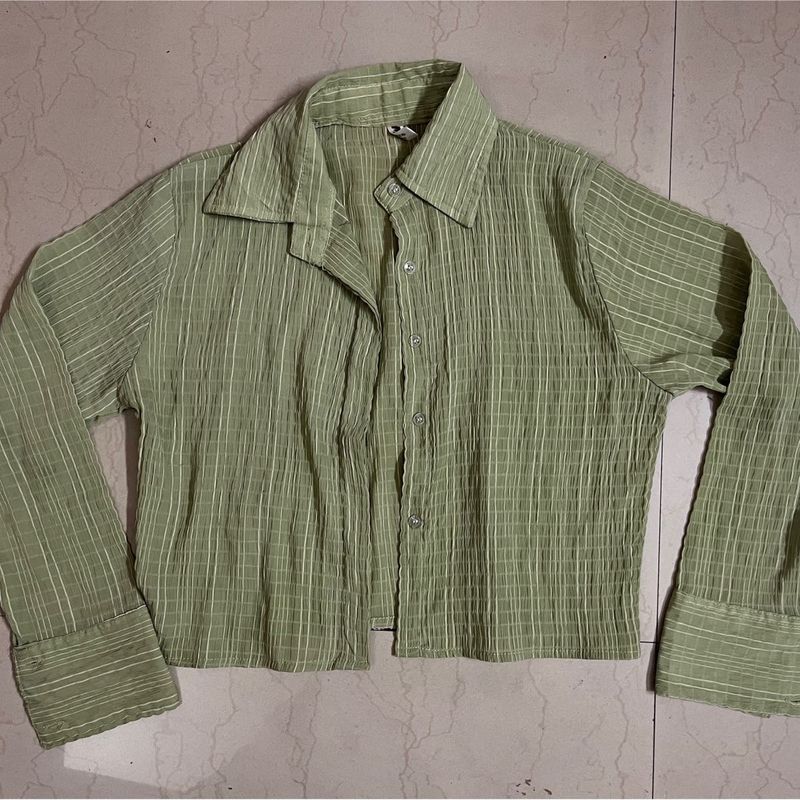 Sage Green Striped Button-Up