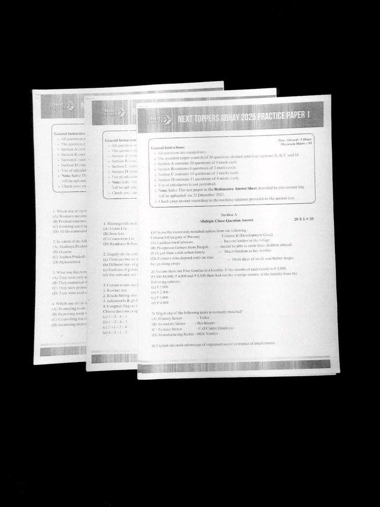 Next Toppers Abhay Batch Sample Papers📑