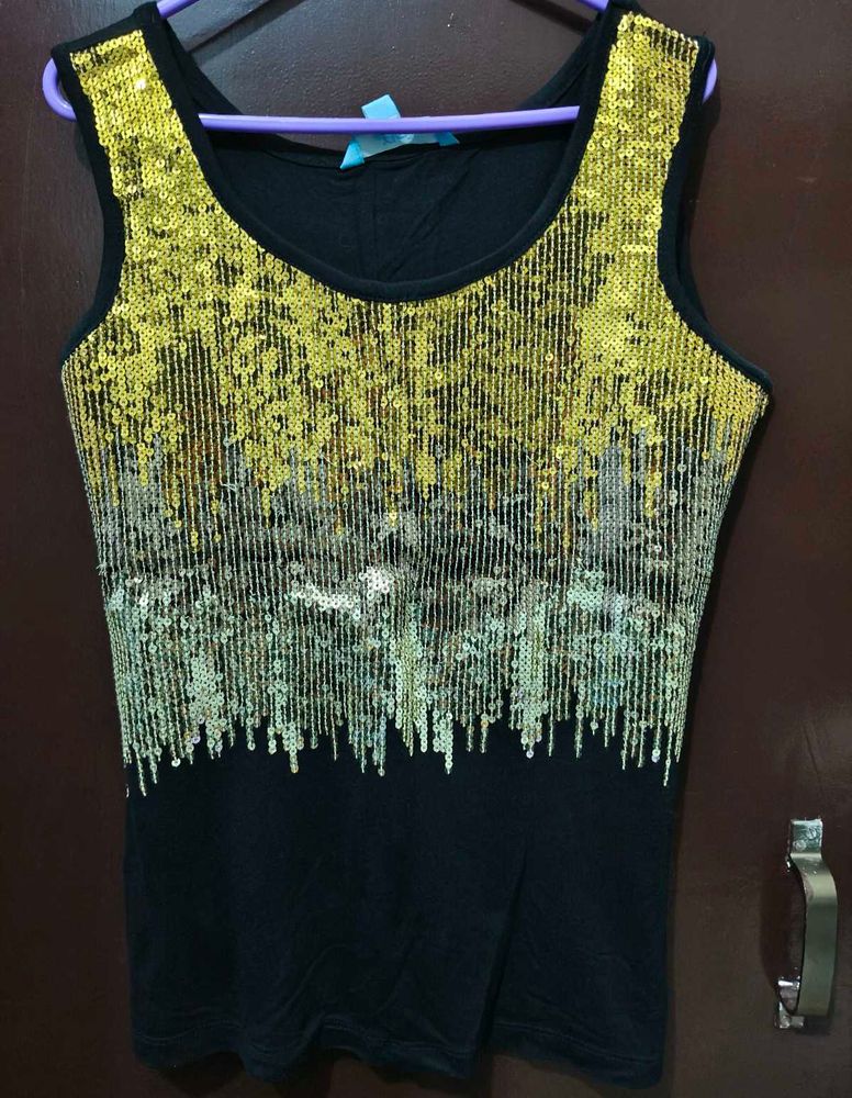 Sequin Embellished Sleeveless Top