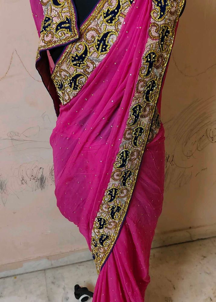 Gorgeous Pink Embellished Saree