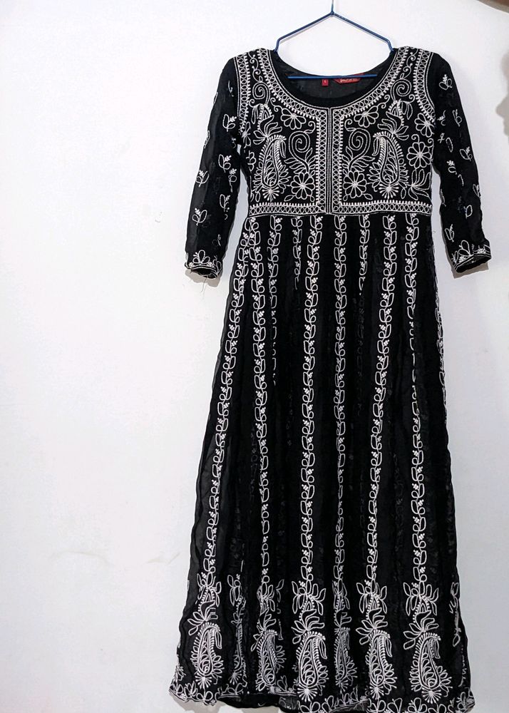 Chikankari Black Kurta For Sale