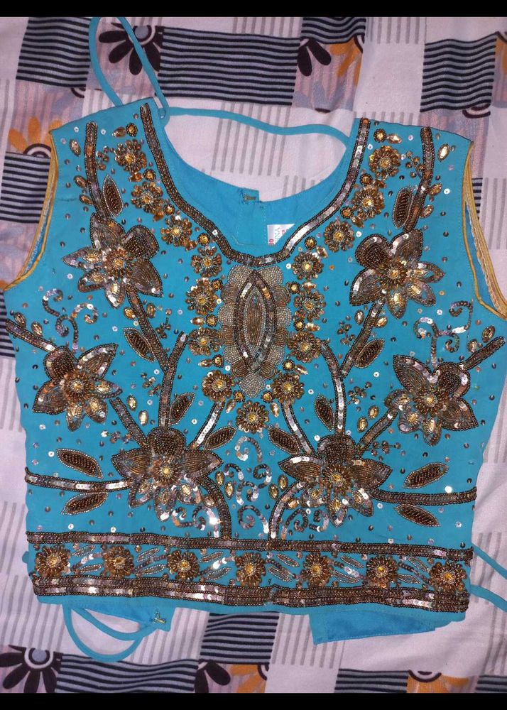 Teal Beaded Lehenga