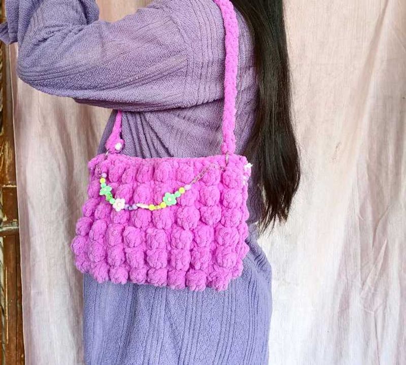 Purple Puffcorn Crochet Bag