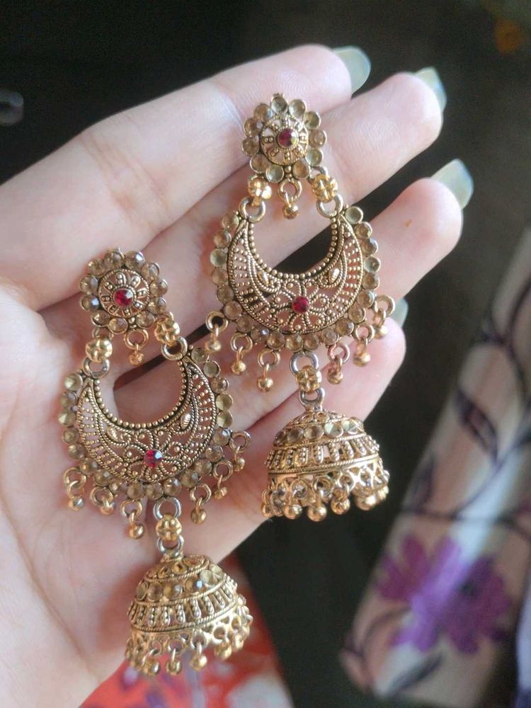 Gold Jhumka Earrings