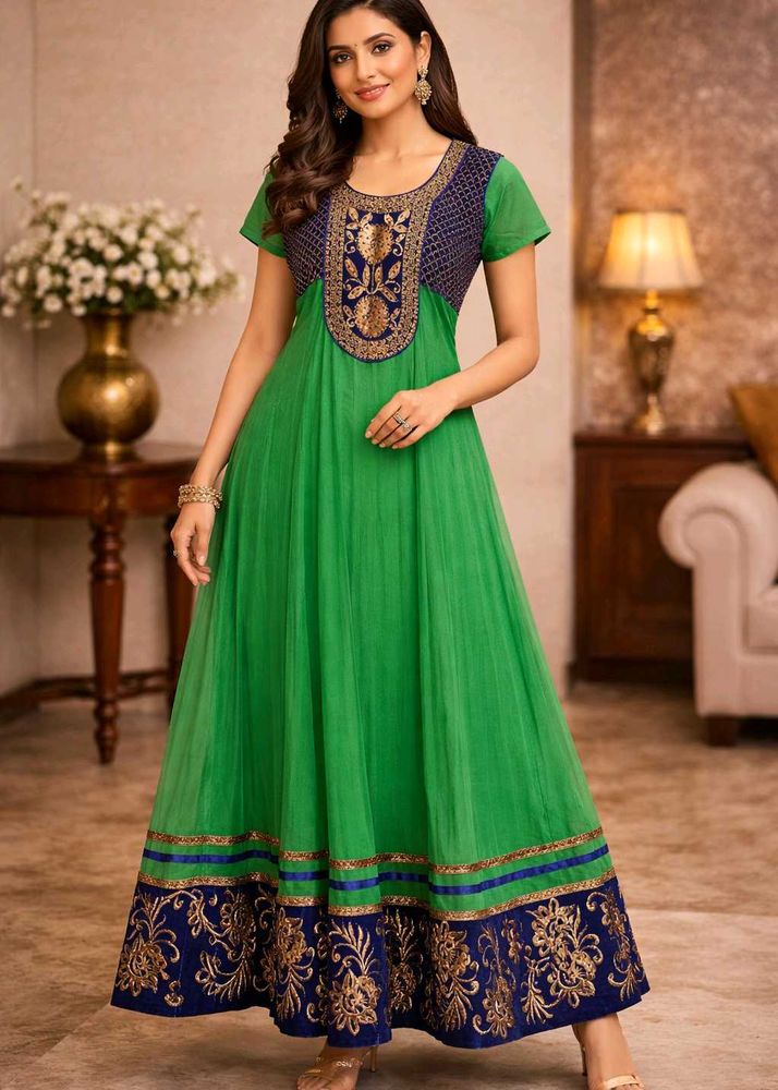 Elegant Green Embroidered Anarkali