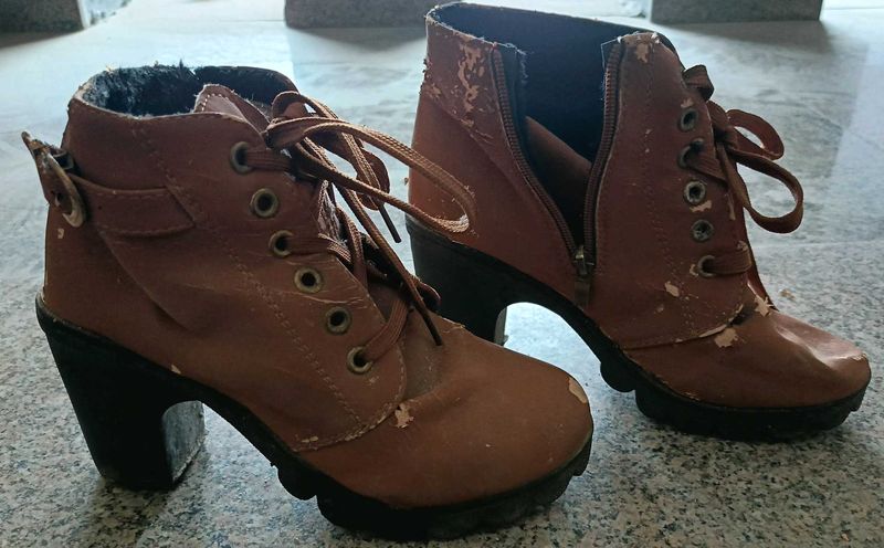 Brown Heeled Ankle Boots