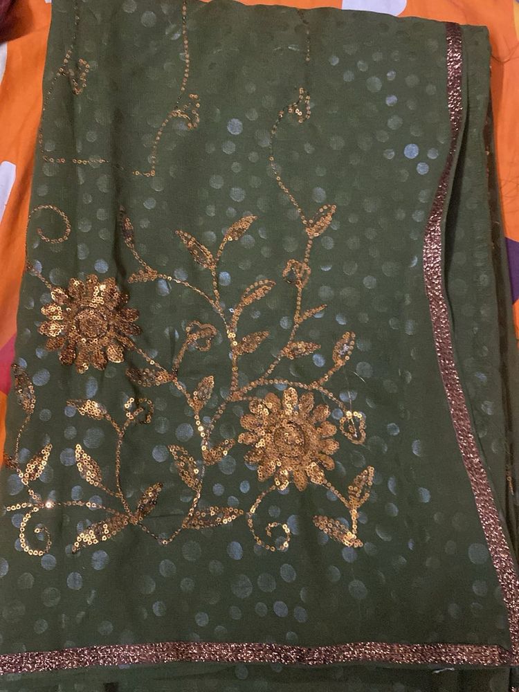 Green Embellished Saree