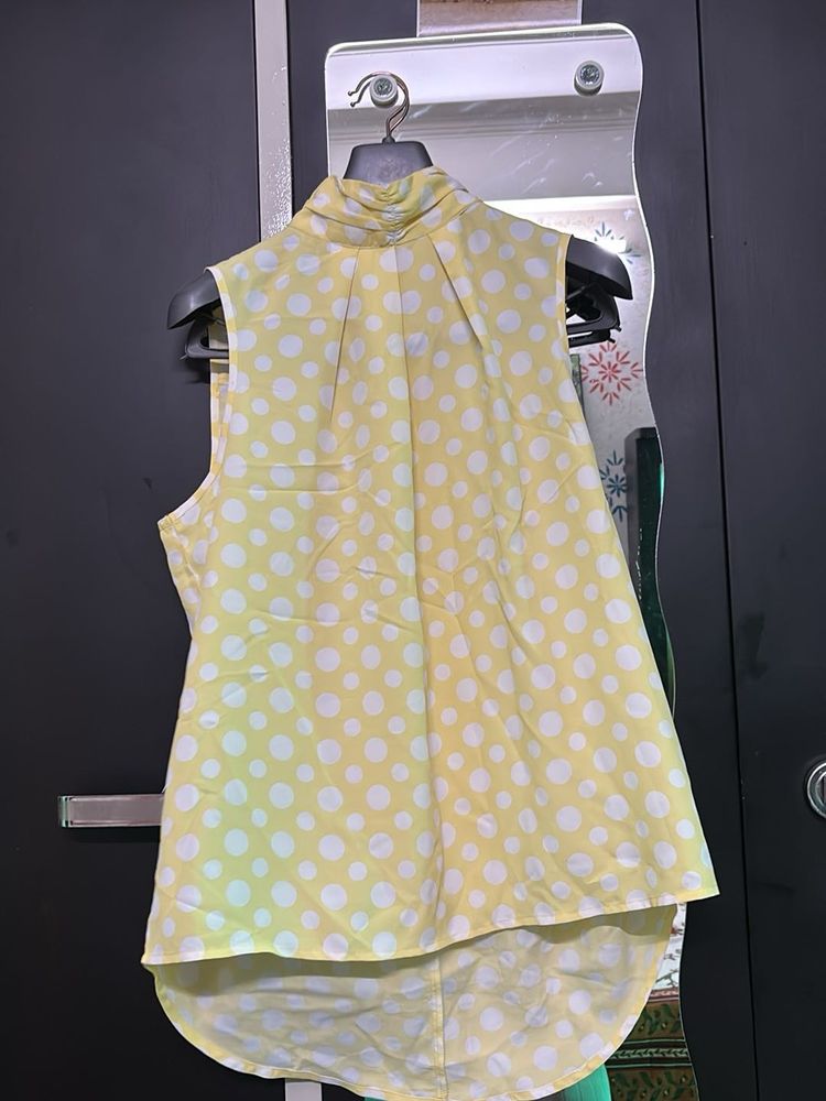 Yellow Polka Dot Sleeveless Top