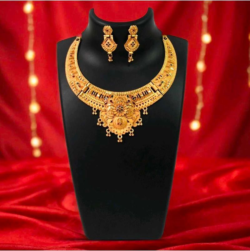 Gold-Plated Necklace &amp; Earring Set