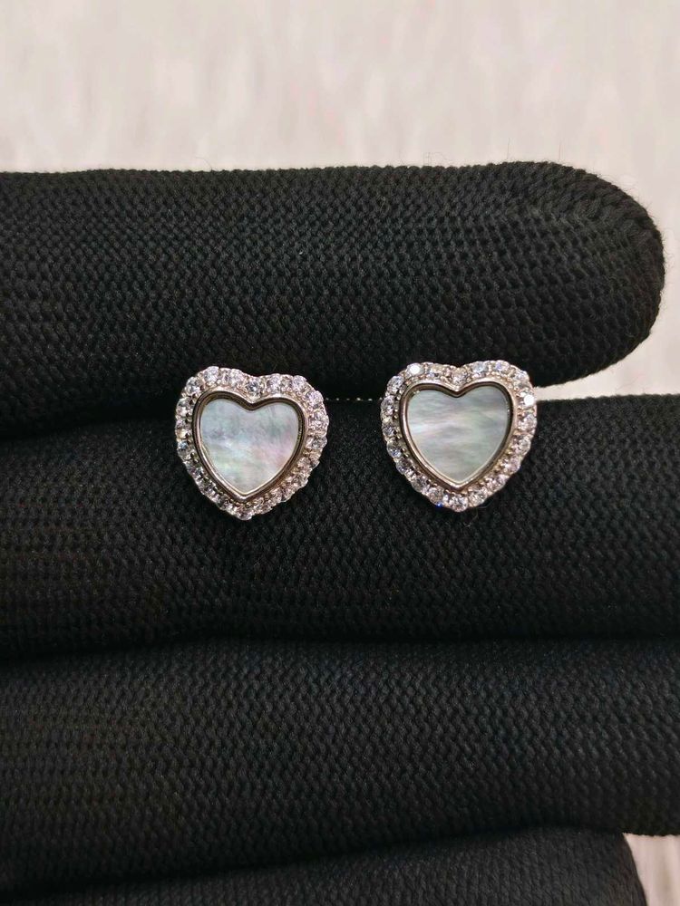 Heart Stud Earrings 925 Silver Sterling