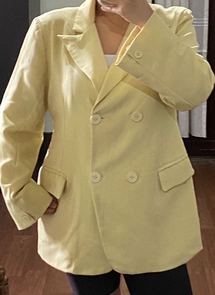 Yellow Double-Breasted Blazer